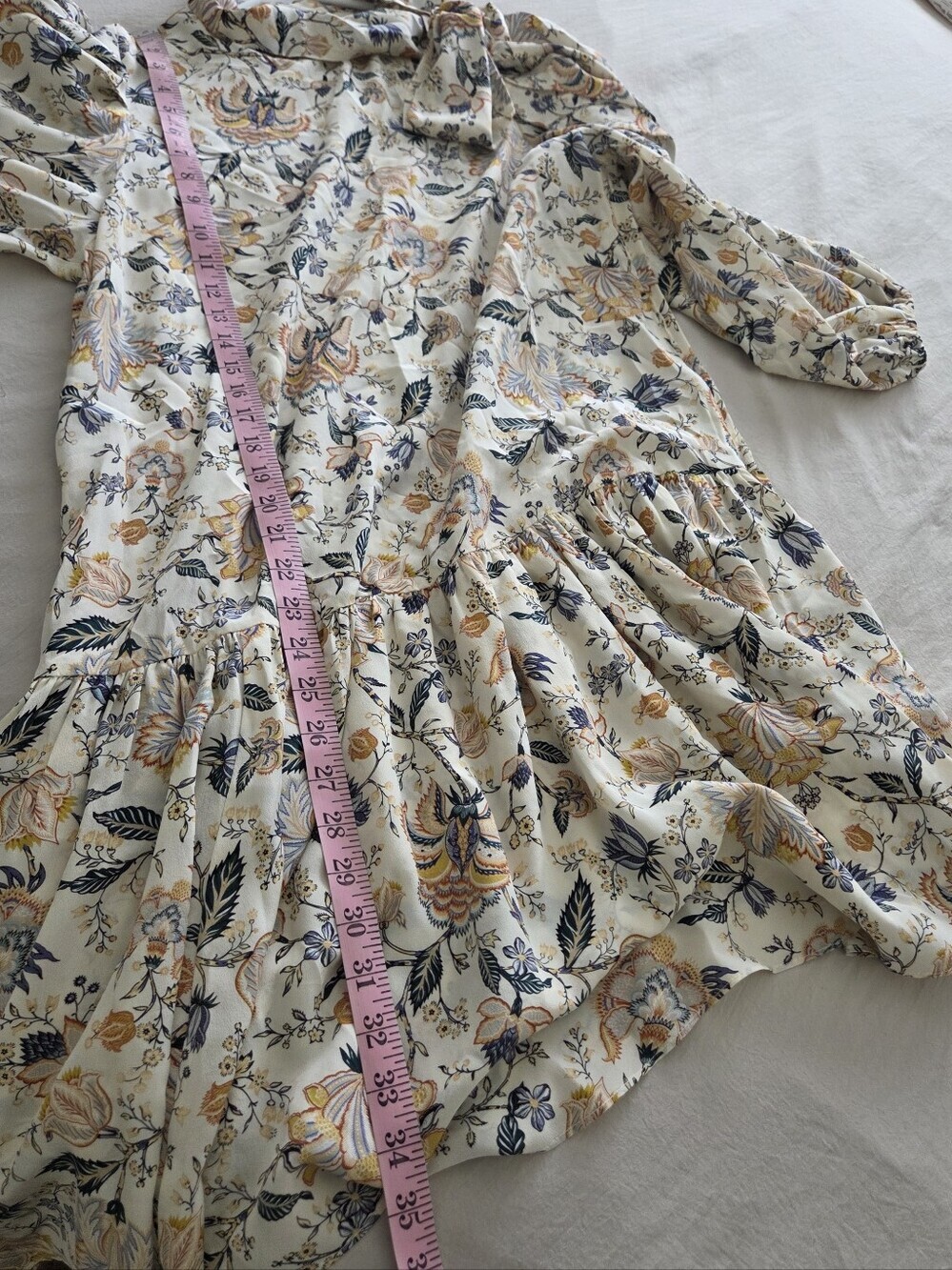 Ulla Johnson Lula Silk Floral-print Minidress W/ a bow detail Size 10 - Picture 5 of 9